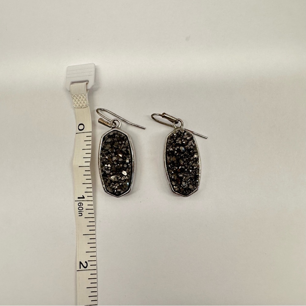 Kendra Scott Danay Iridescent Crystalized Drusy Drop Silvery Rhodium Earrings - Picture 6 of 10